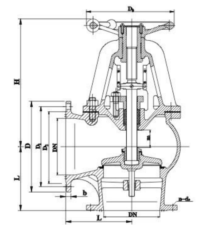 Drawing of GB T11691 Cast Steel Suction Sea Valve.png